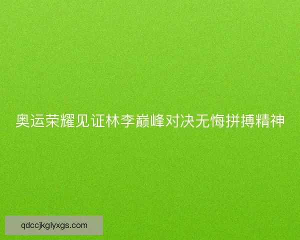 奥运荣耀见证林李巅峰对决无悔拼搏精神