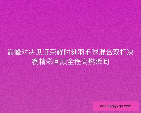 巅峰对决见证荣耀时刻羽毛球混合双打决赛精彩回顾全程高燃瞬间