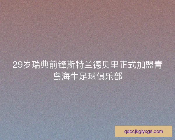 29岁瑞典前锋斯特兰德贝里正式加盟青岛海牛足球俱乐部