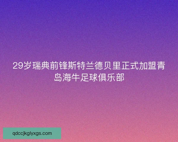 29岁瑞典前锋斯特兰德贝里正式加盟青岛海牛足球俱乐部